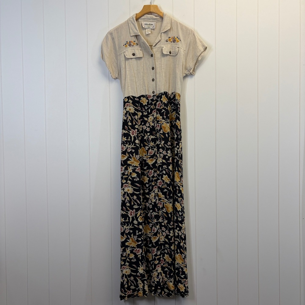 Vintage Equation Clothing Company 90s Cottage Modest Dress Women Size L Prairie
